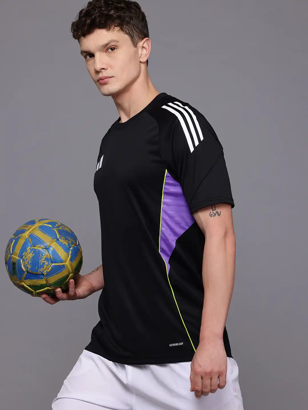 Buy ADIDAS Men Colourblocked Tiro 25 Competition Slim Fit T-shirt