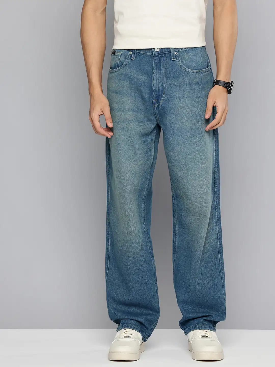 Buy Flying Machine Men F55 Cobain Loose Straight Fit Heavy Fade
