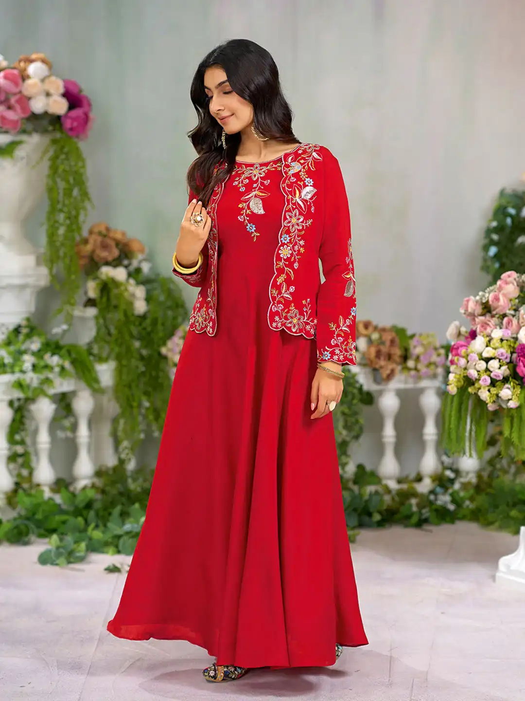 Buy CHHAAP Floral Zari Thread Embroidery Ethnic Dress - Ethnic Dresses for  Women 35818196 | Myntra