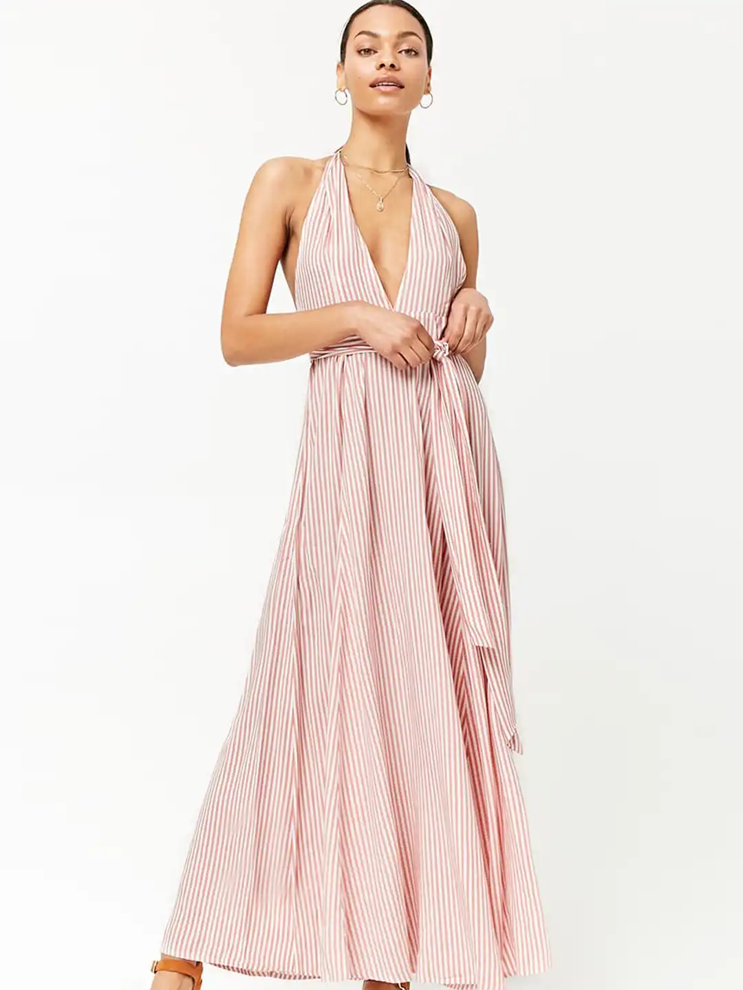 Buy FOREVER 21 Women Pink Striped A-Line Maxi Dress - Dresses for Women  4329681 | Myntra