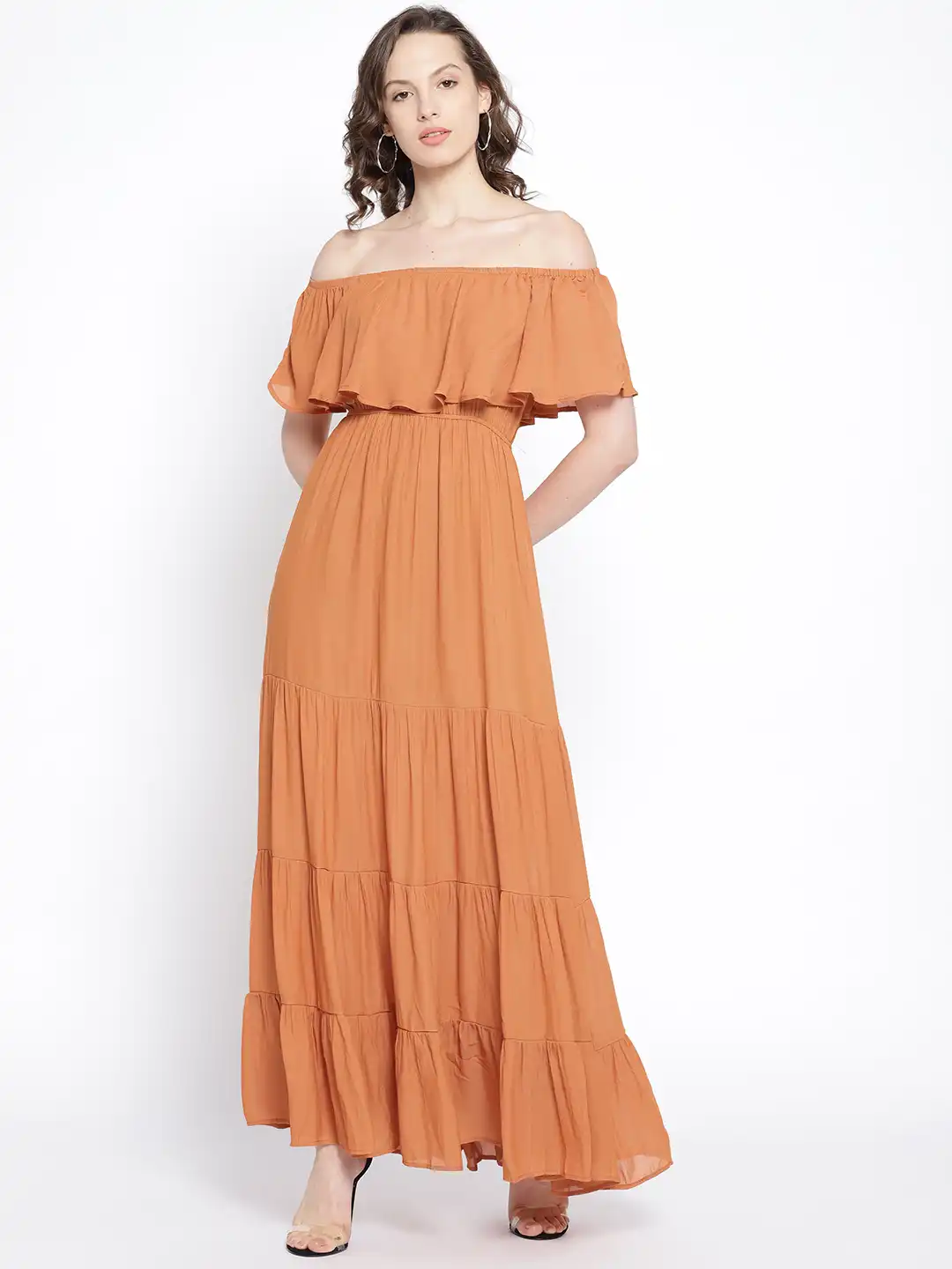 forever 21 orange maxi dress Forever 21 Women's Orange Floral Sheer Mesh