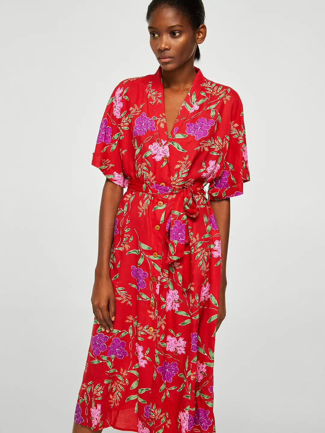 Buy MANGO Women Red & Green Printed Midi Shirt Dress - Dresses for Women  4610238 | Myntra