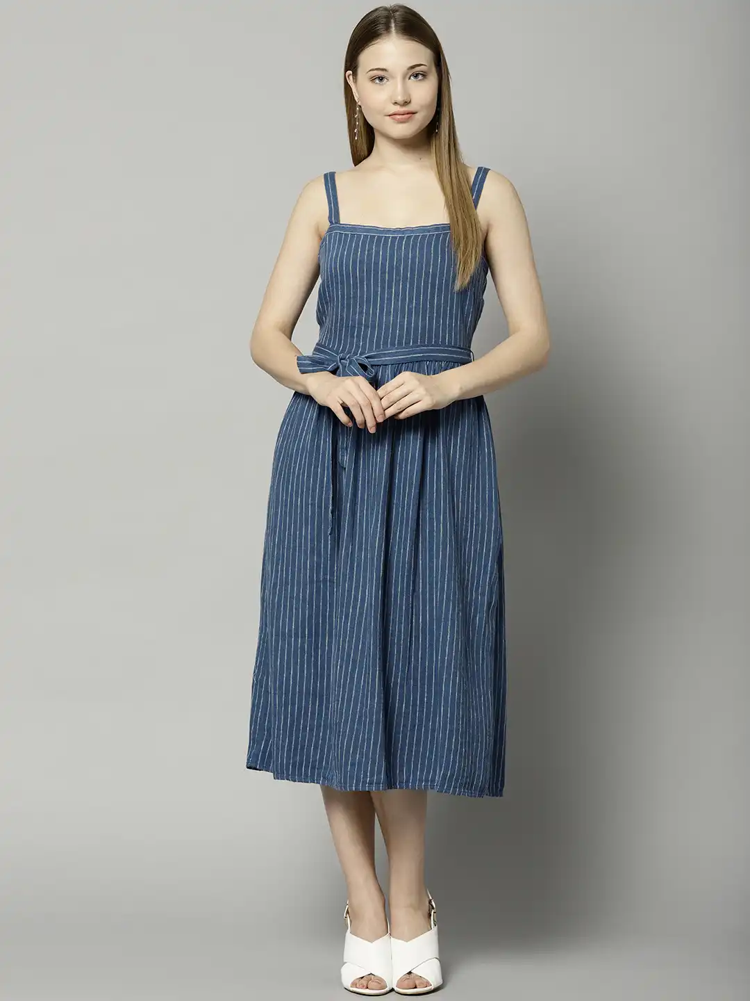 marks and spencer fit and flare dress MARKS & SPENCER GREY CHECK SHORT SLEEVED BELTED FIT & FLARE MIDI DRESS –  Whispers Dress Agency