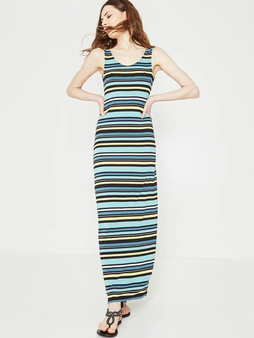 maxi dress promod Buy promod Women Black & Green Striped Maxi Dress - Dresses for Women  5832055