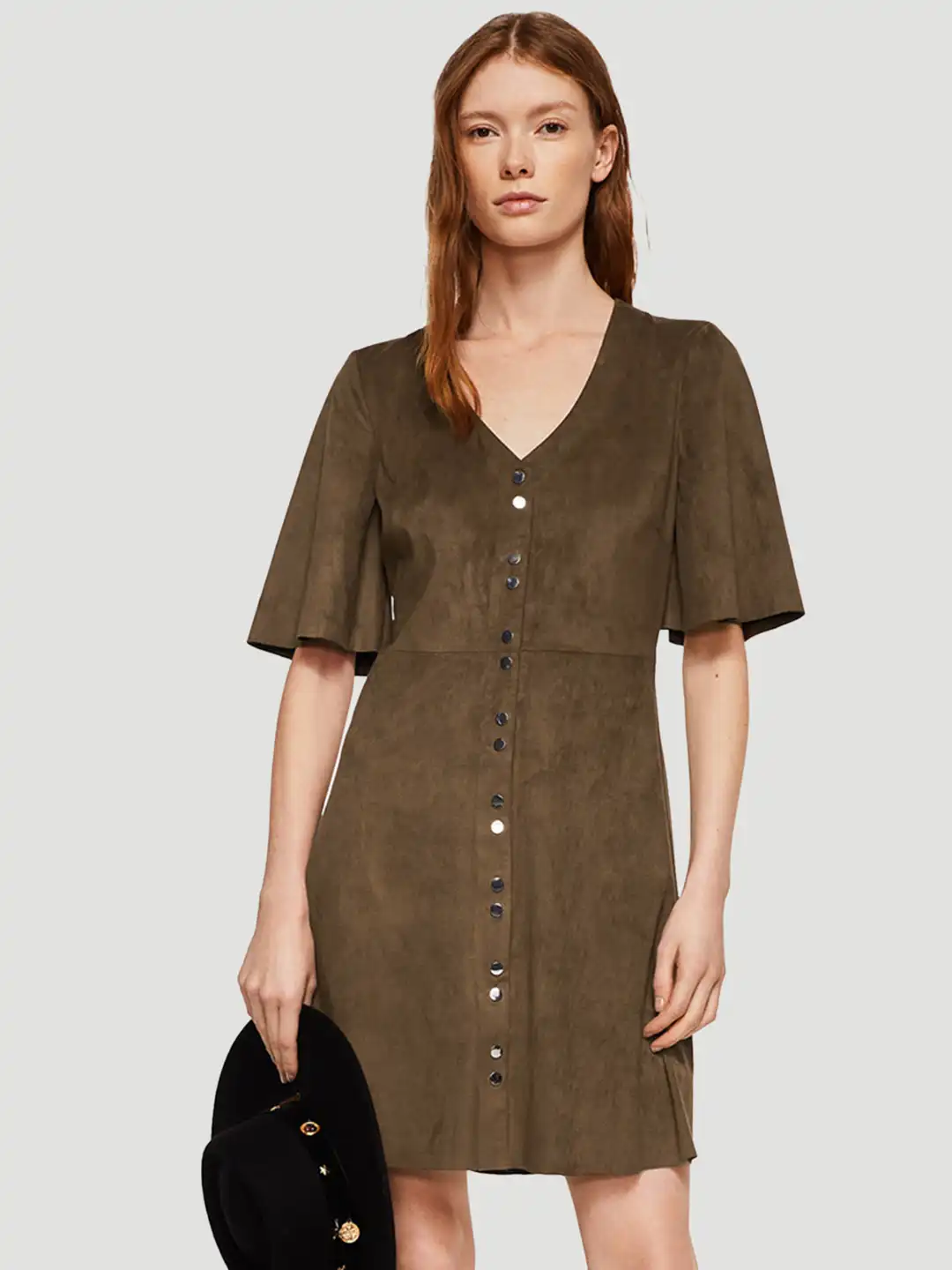 Buy MANGO Women Brown Suede Finish A-Line Dress - Dresses for Women 6627657  | Myntra