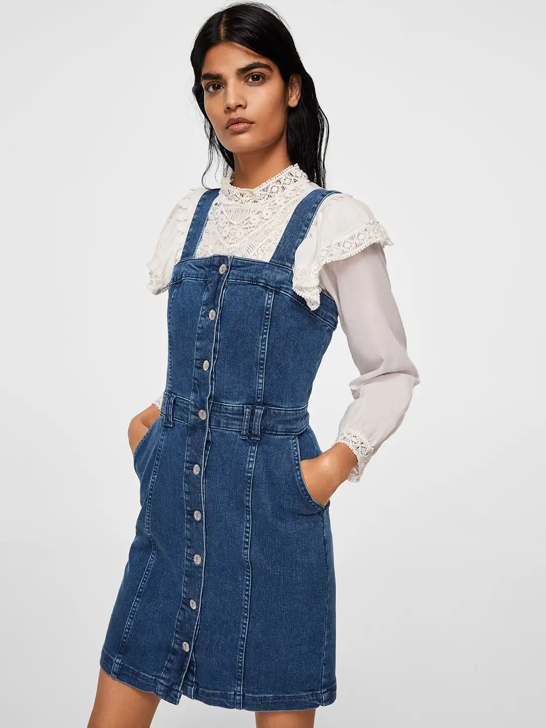 mango denim pinafore dress Buy MANGO Women Blue Solid Denim Pinafore Dress - Dresses for Women 6627664