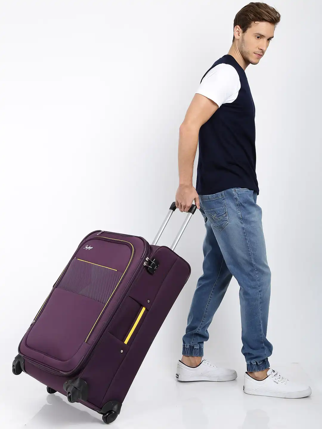 Buy Skybags Unisex Purple JIVE 4W EXP STROLLY 76 Large Trolley Bag