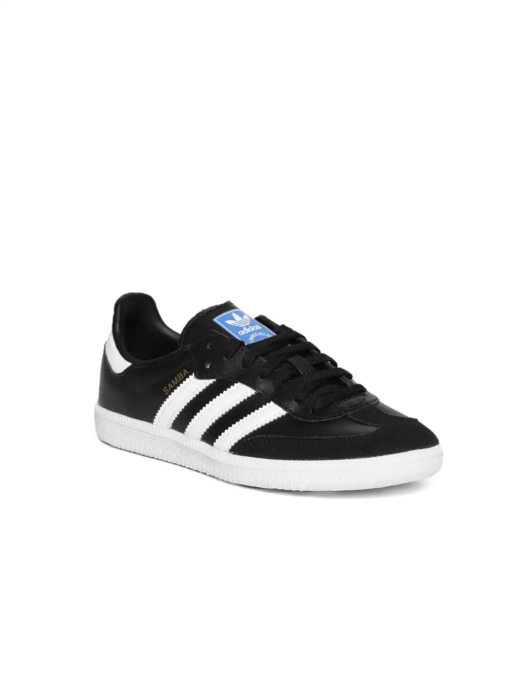 Buy Adidas Originals Kids Black Samba OG J Leather Sneakers