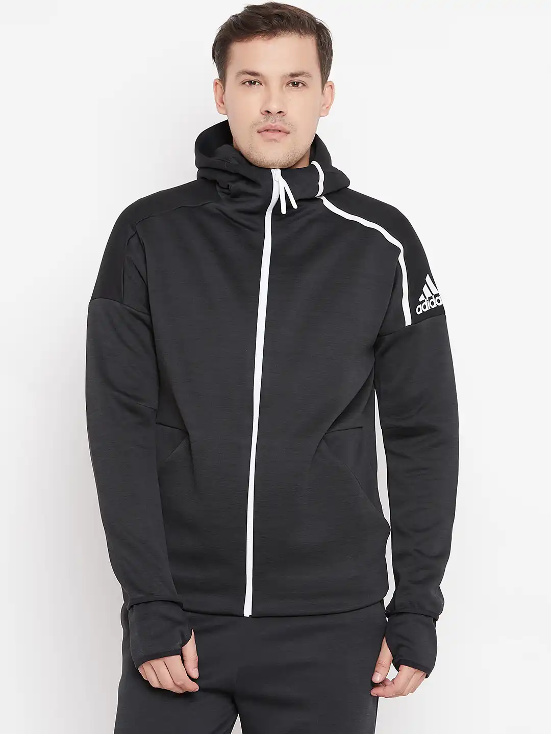 Buy ADIDAS Men Black Solid Z.N.E Fast Release Hoodie Sweatshirt