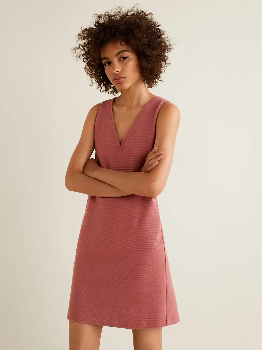 Buy MANGO Women Dusty Pink Striped A-Line Dress - Dresses for Women 7217360  | Myntra