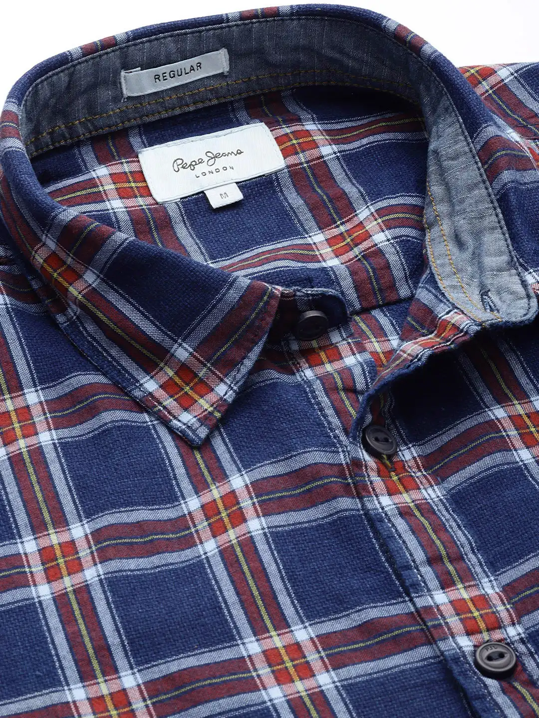 Buy Pepe Jeans Men Blue & Red Regular Fit Checked Casual Shirt