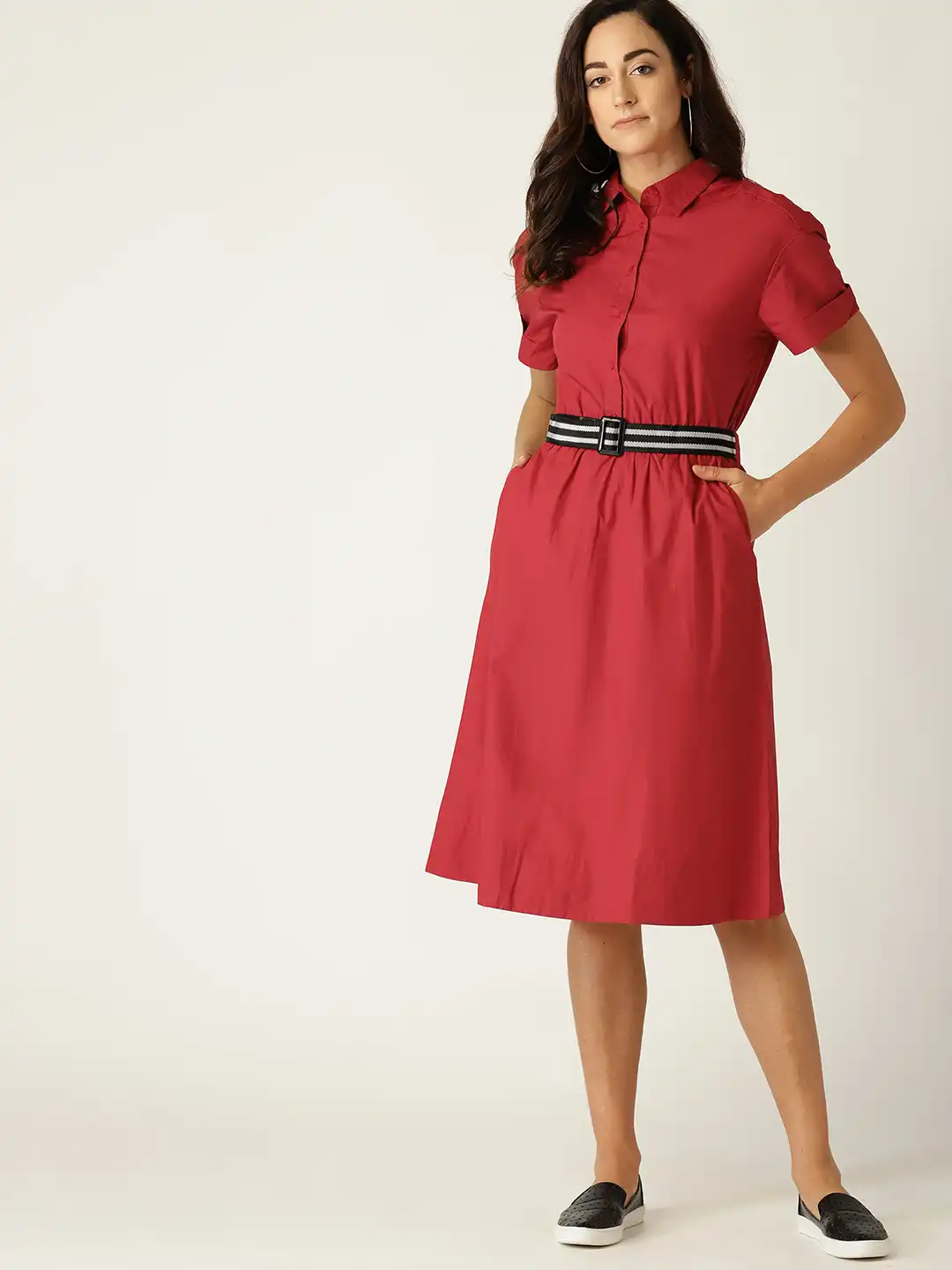 mango red shirt dress Knot detail shirt dress - Women