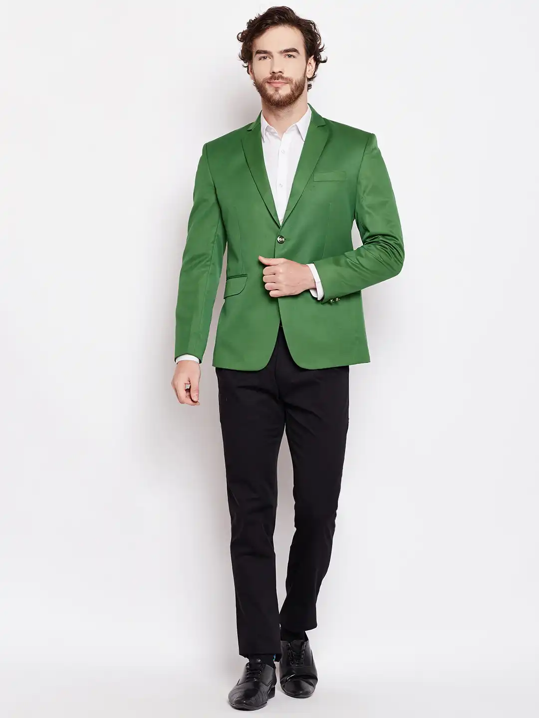 Buy FIRST DATE Men Green Regular Fit Single-Breasted Blazer - Blazers for  Men 7481524 | Myntra