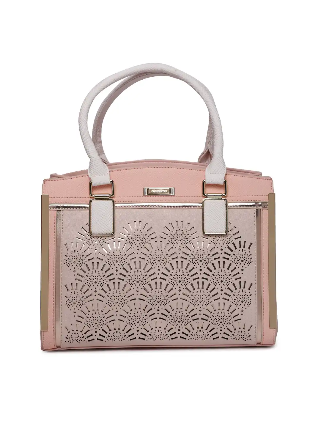 Buy Madame Peach-Coloured Textured Handheld Bag - Handbags for