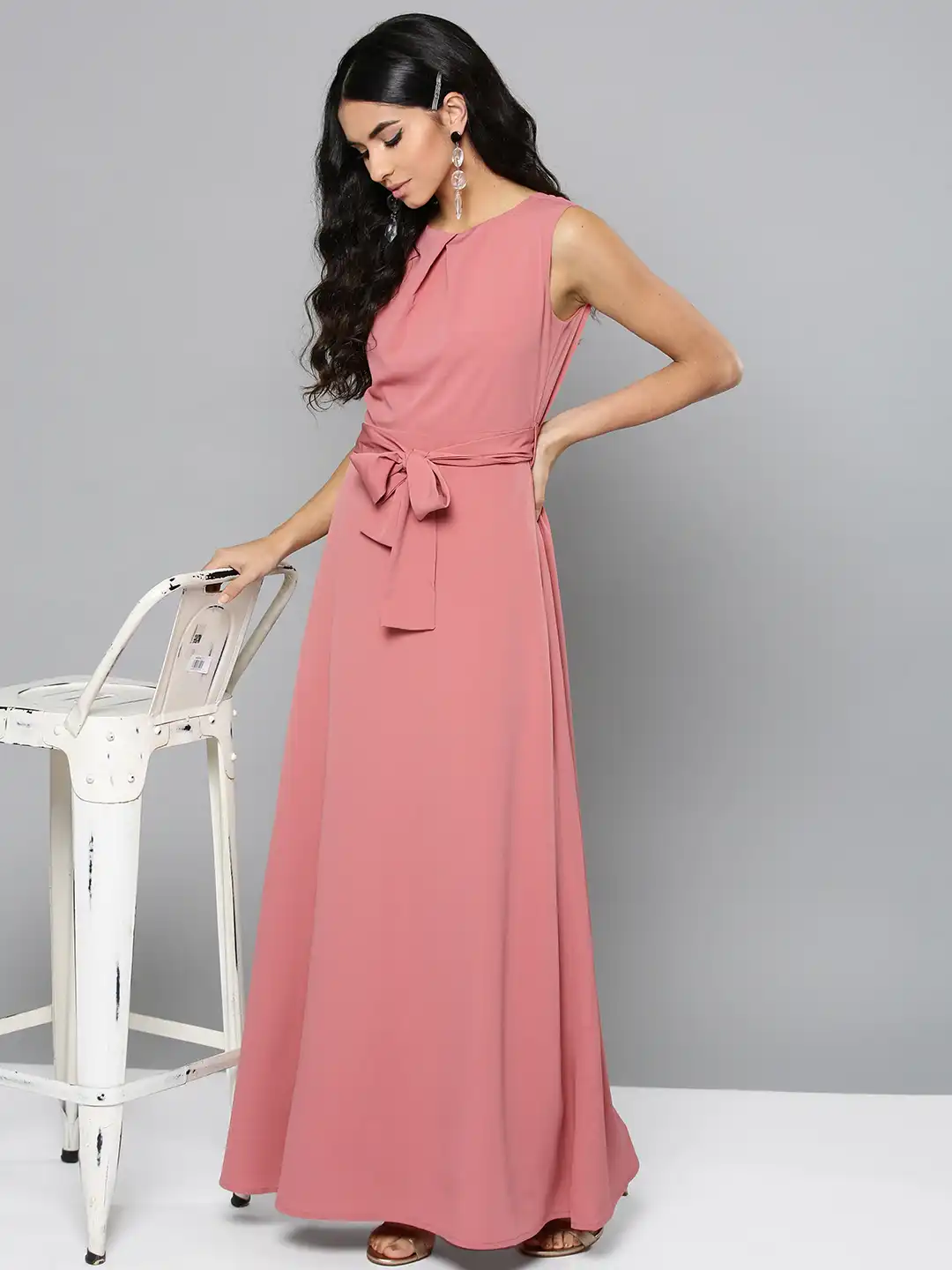 dusty pink dresses for women Elegant Dusty Pink One Shoulder A-line Side Split Long Prom Dresses, P –  Wish Gown main image 1