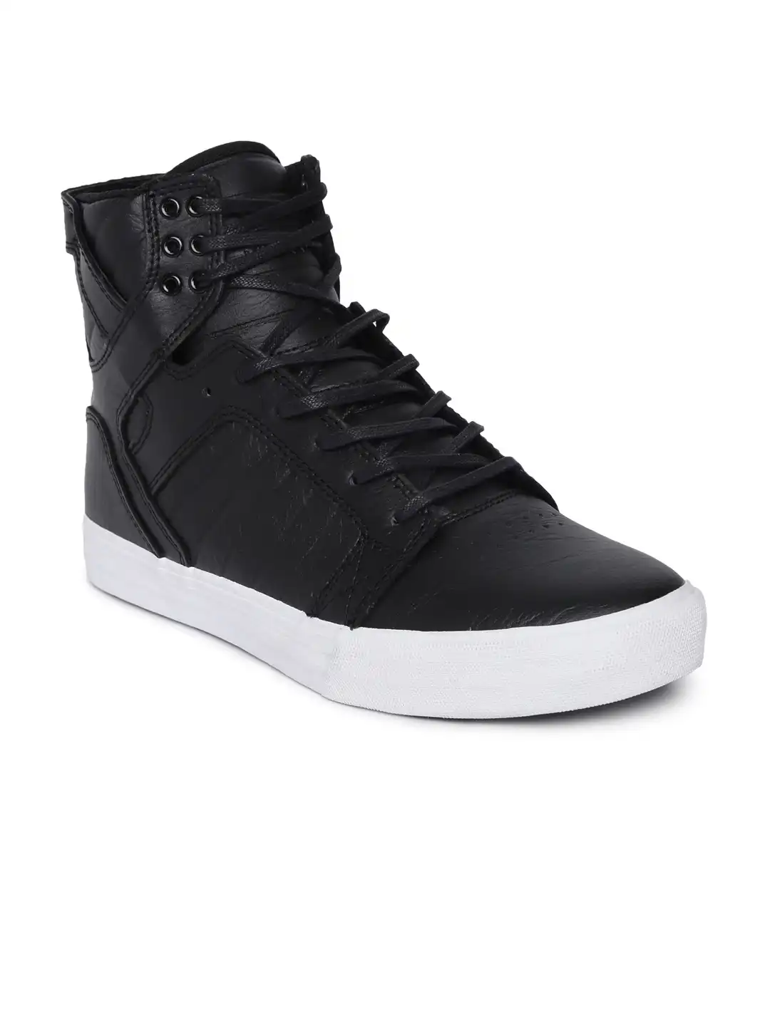 supbros  Buy Supra Men Black Solid SKYTOP Leather Sneakers - Casual Shoes