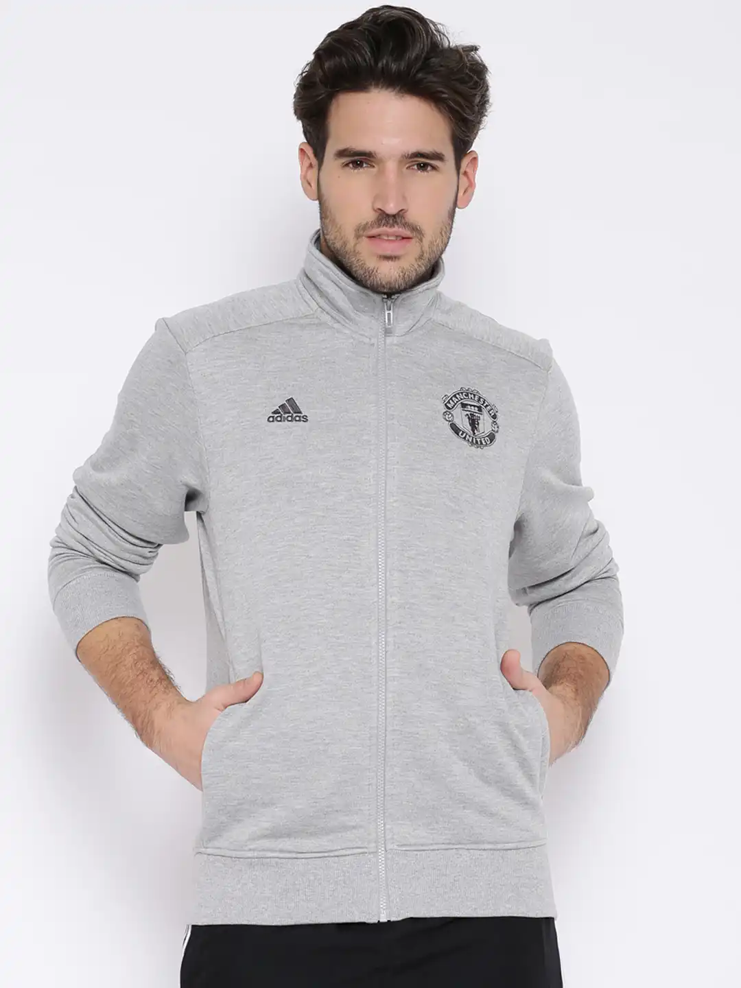 Buy ADIDAS Grey Melange Manchester United Football Club Jacket