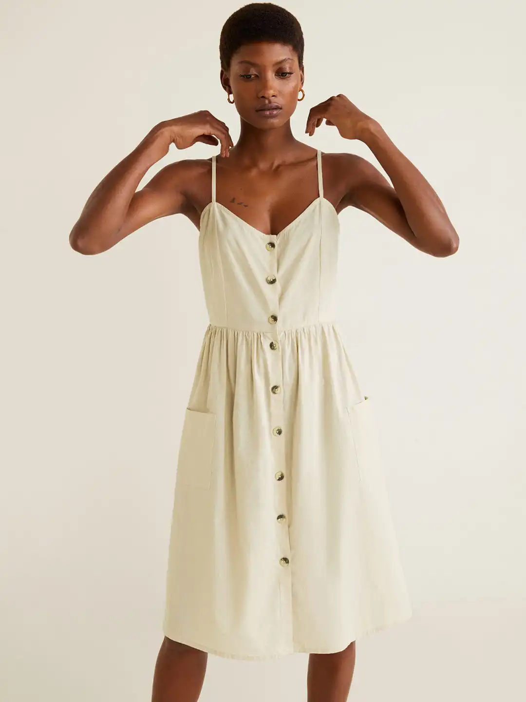 Buy MANGO Women Beige Solid Fit & Flare Dress - Dresses for Women 9347707 |  Myntra