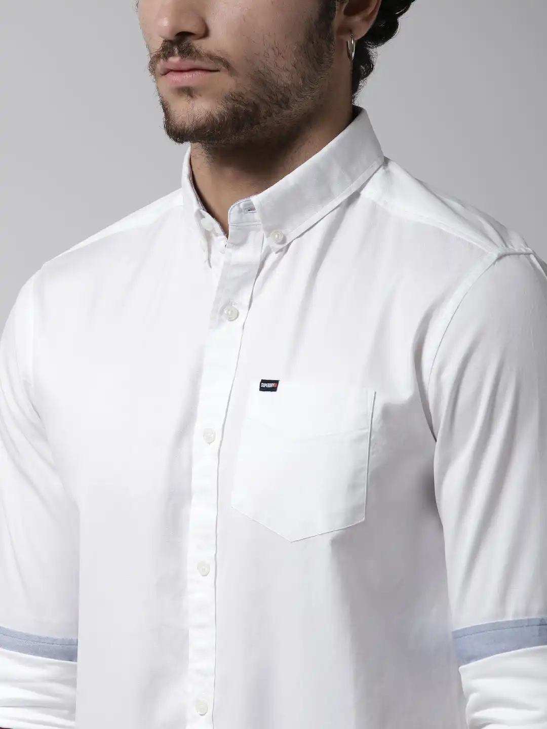 PRY シュウト　Super100's Button-front Shirt Buy Superdry Men White Regular Fit Solid Casual Shirt - Shirts for