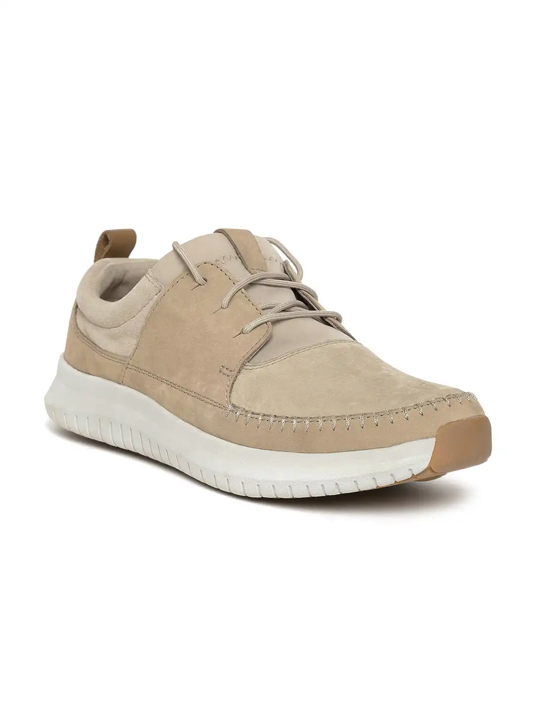 Buy Clarks Men Beige Solid Leather Sneakers - Casual Shoes for Men