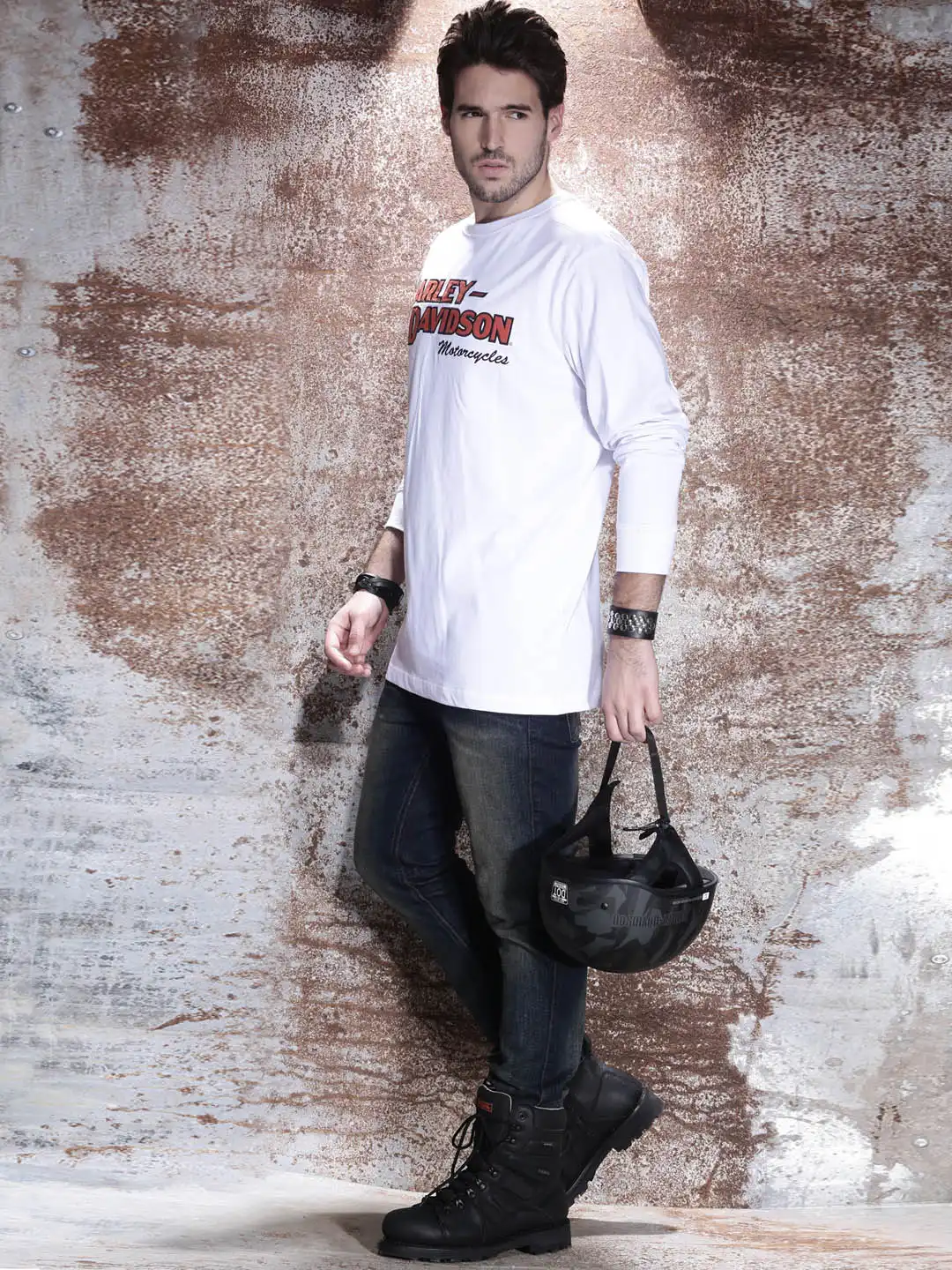 Buy Harley-Davidson Mens White Prestige Long Sleeve Pure Cotton T