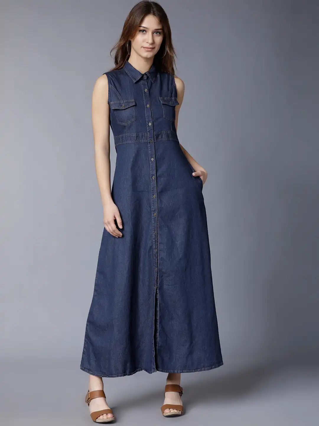 tokyo talkies denim dresses Buy Tokyo Talkies Women Navy Blue Solid Denim Maxi Dress - Dresses for  Women 8661283