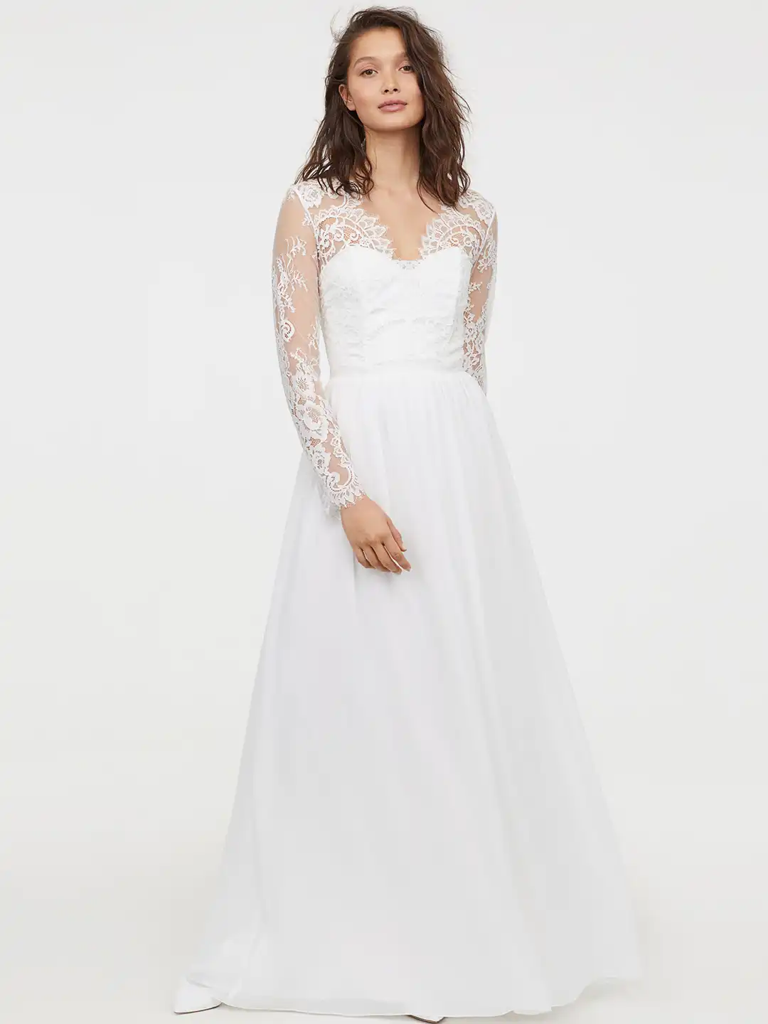 h&m white long sleeve dress Cutout szM Lace Mini Open-Back NWT Long-Sleeve Crochet long balloon sleeves in a raglan cut and cuffs with a slit and button Women's White Long Sleeve Dresses