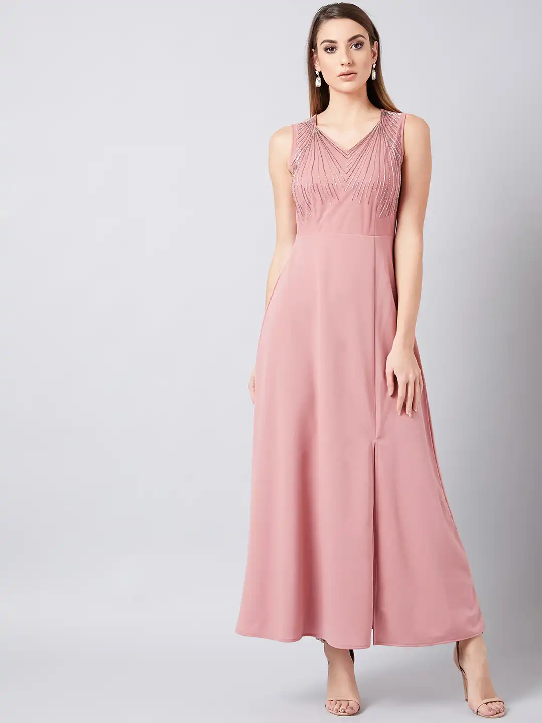 myntra athena embellished slit sleeves maxi dress reviews Athena Black Embellished Maxi Dress