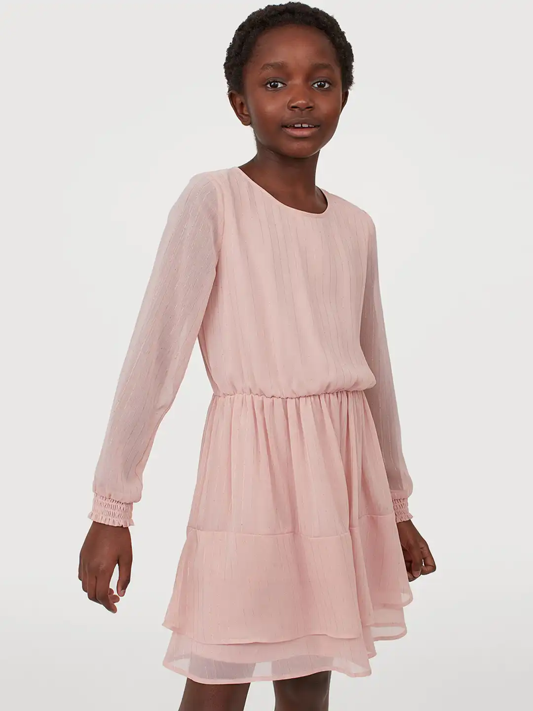 pink chiffon dress h&m Ladies - Light Pink Tiered Chiffon Dress - Size: M