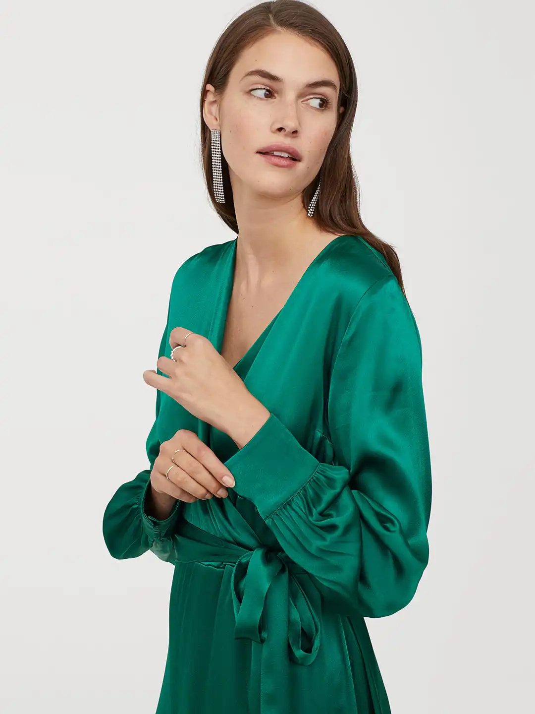 Buy H&M Women Green Solid Satin Wrap Dress - Dresses for Women 11060702 |  Myntra