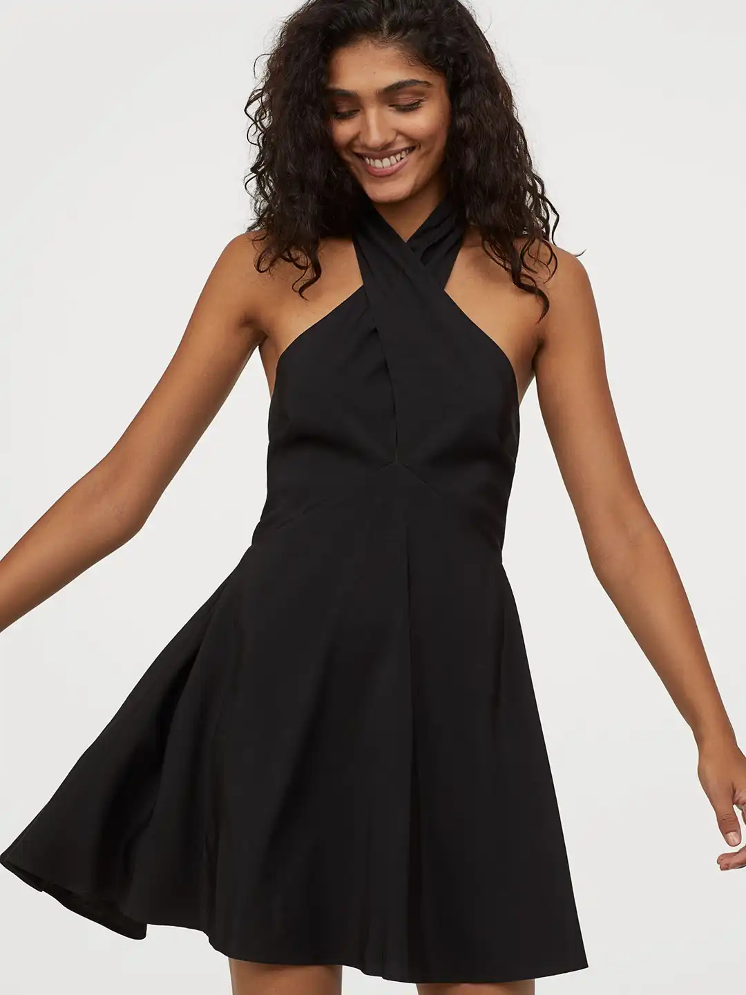 hm black dresses Short Black satin dress - 34