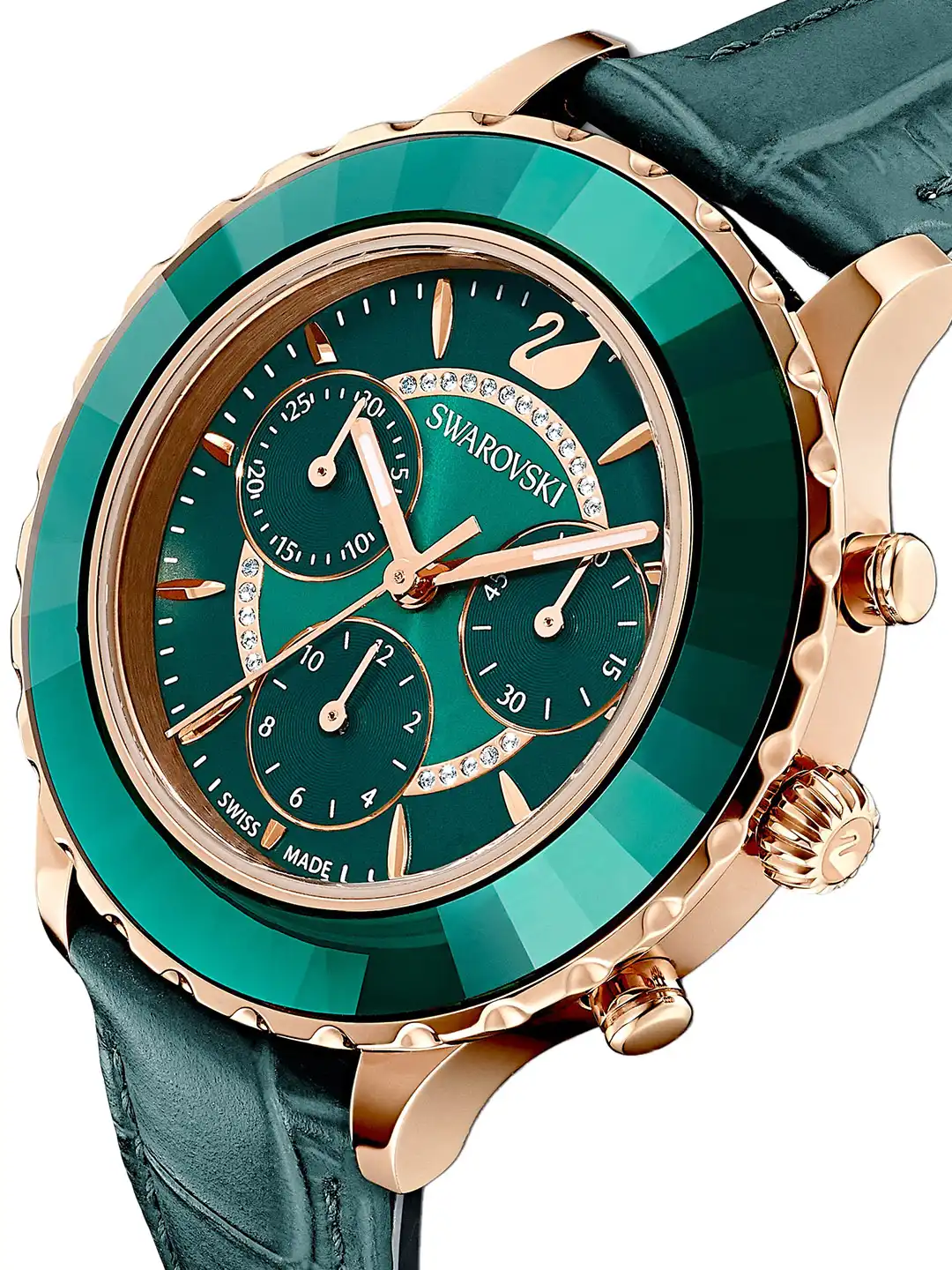 Buy SWAROVSKI Women Green Octea Lux Chrono Leather Strap Watch