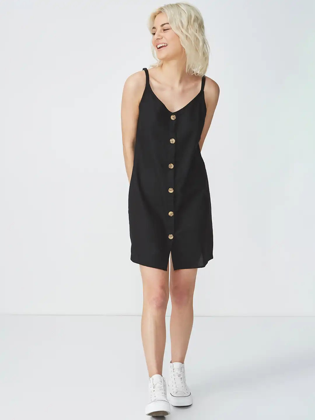 white christmas dresses Off-white Textured Cotton Dress with Lining main image 1