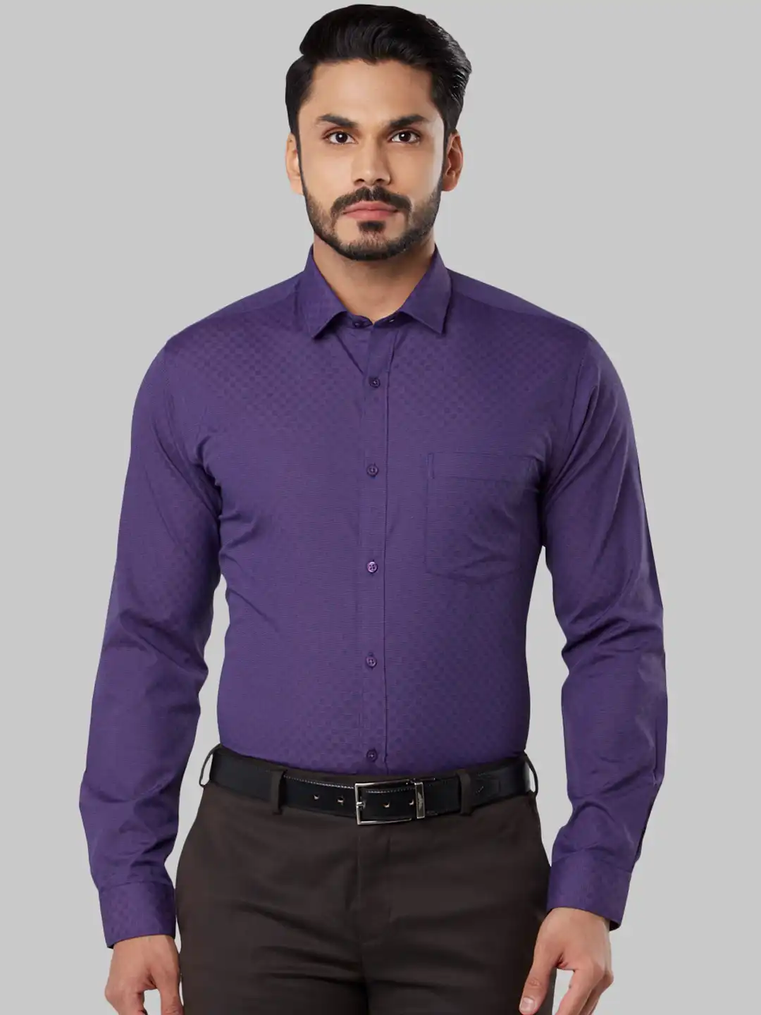 Buy Next Look Men Purple Slim Fit Self Design Formal Shirt