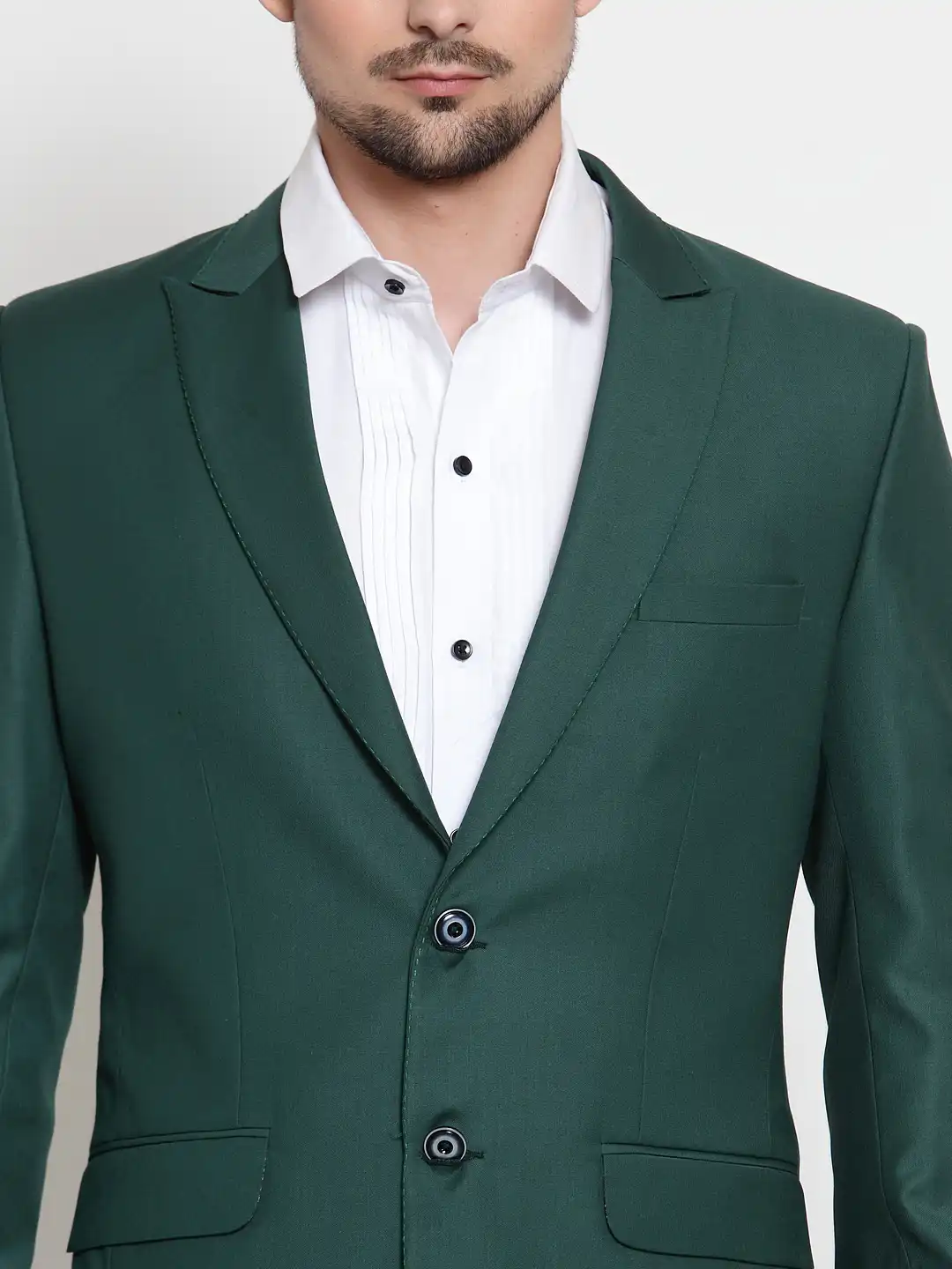 Buy LUXURAZI Men Green Solid Slim-Fit Single-Breasted Two-Piece