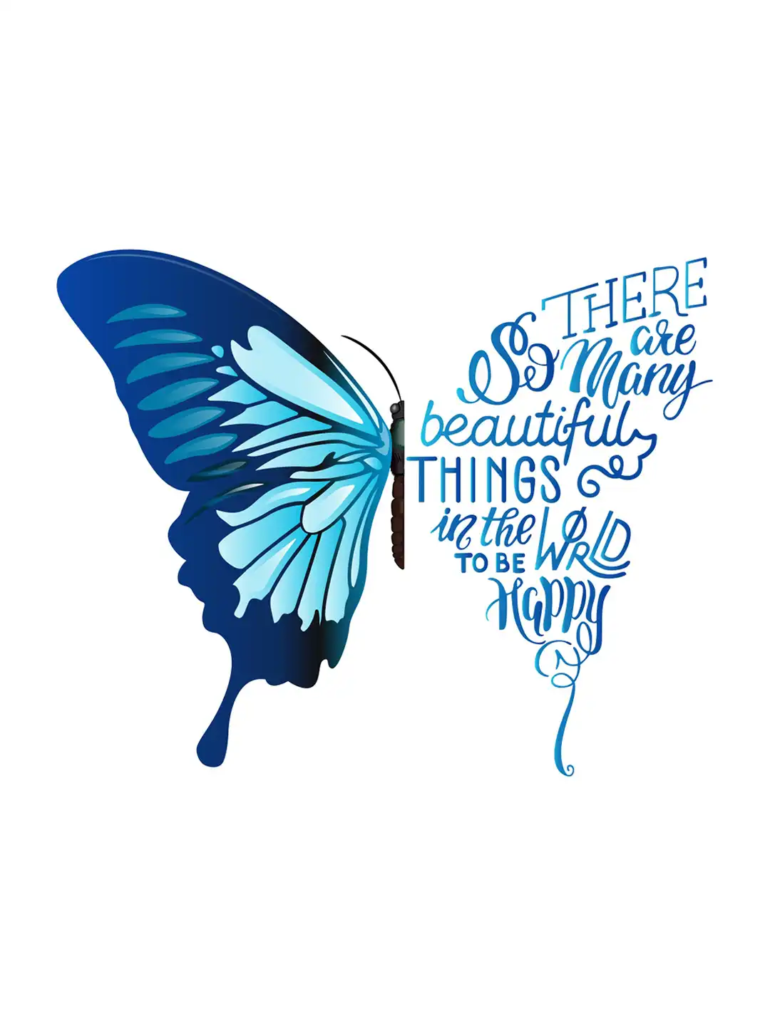 Buy rawpockets Blue Butterfly With Motivational Quotes Wall