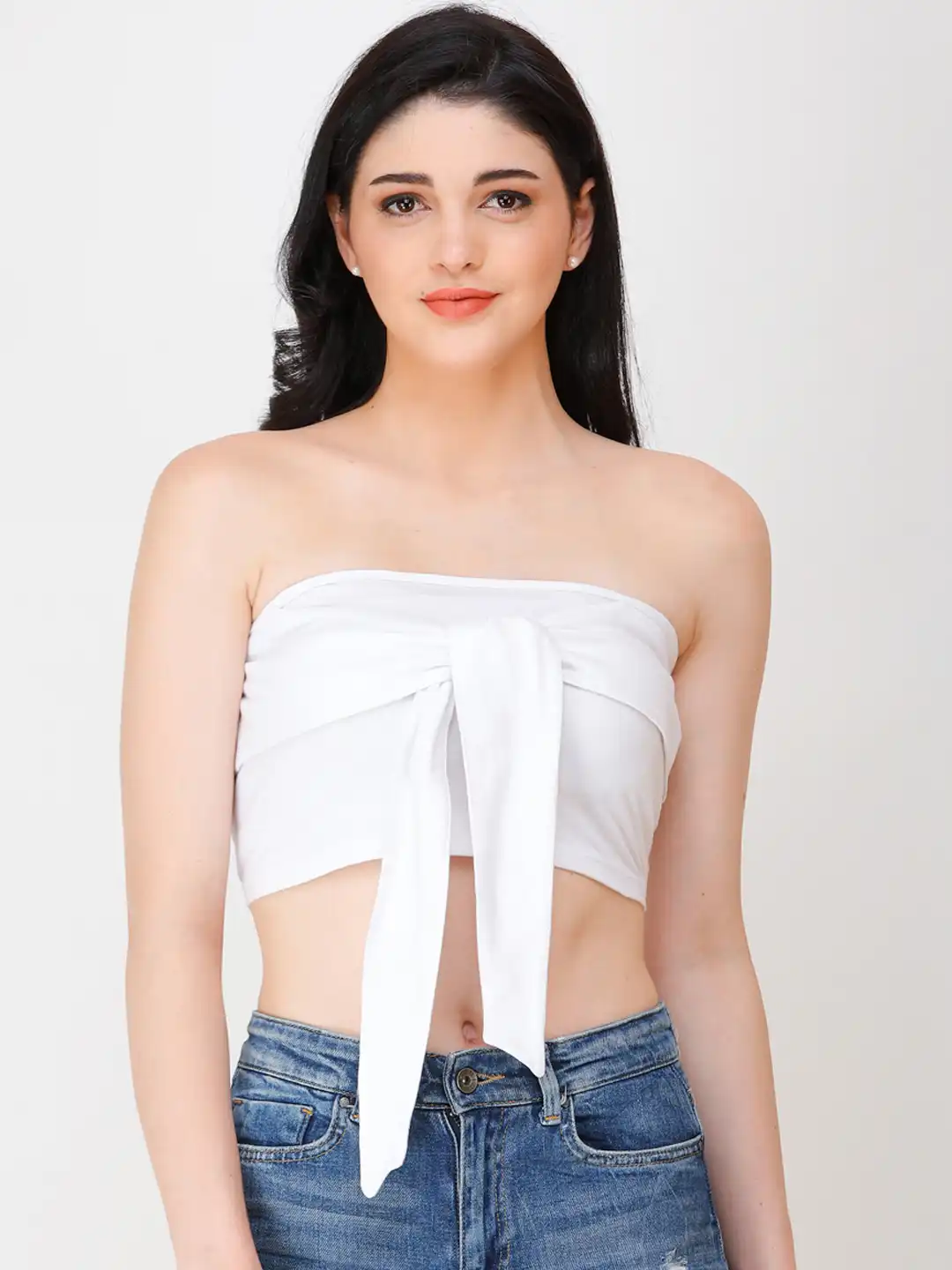 トップス tope tubetop Buy SCORPIUS Women White Solid Tube Top With Tie-Up Detail - Tops