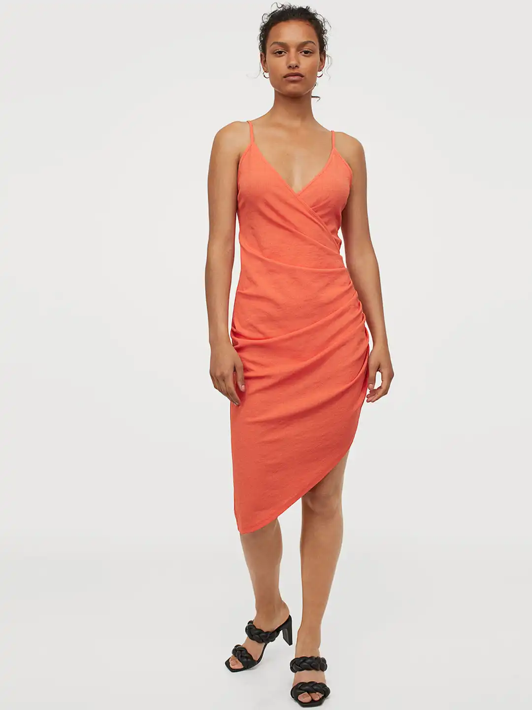 h&m orange bodycon dress Women's Orange/Washed Ribbed bodycon dress
