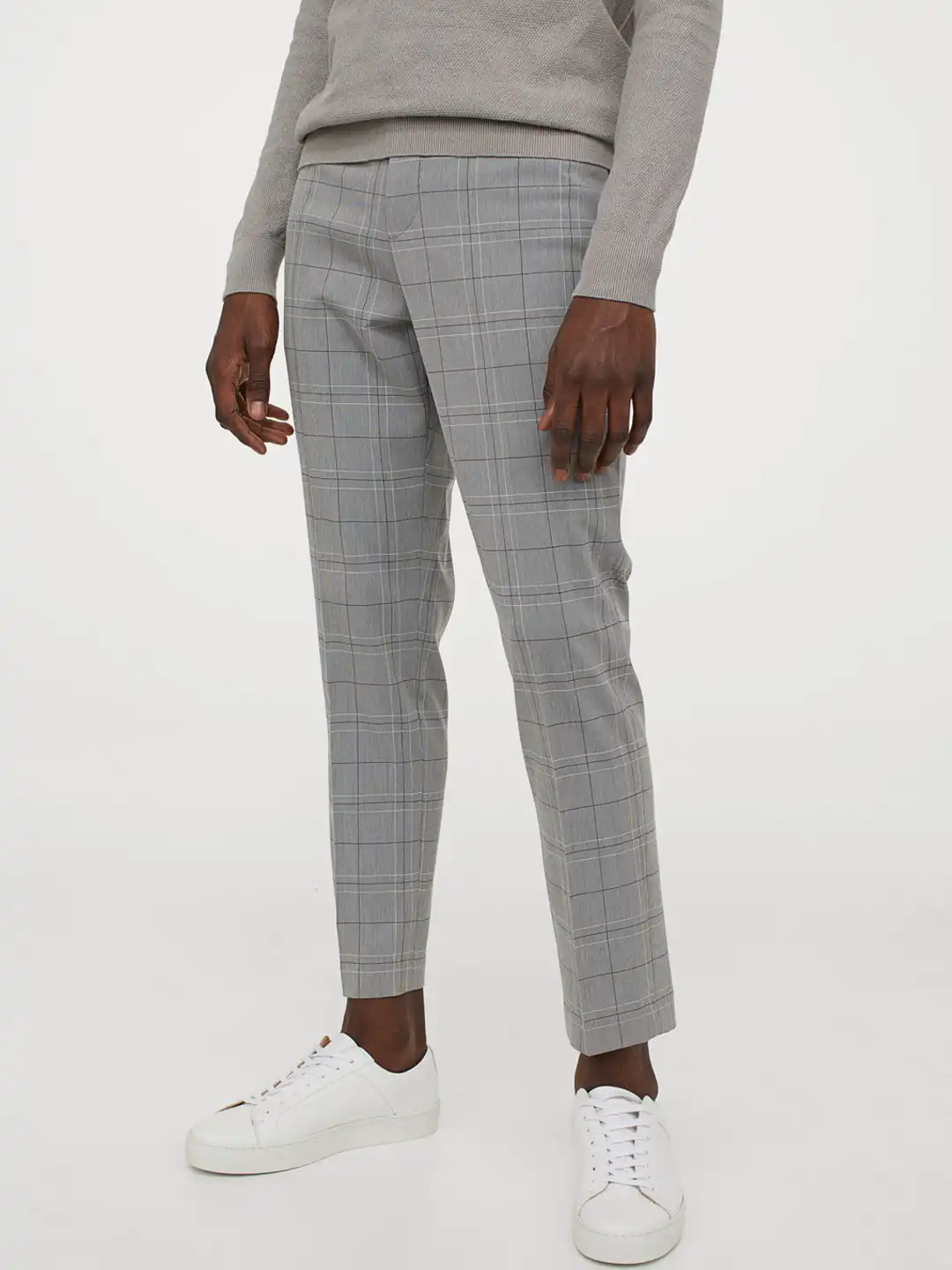 grey checked cigarette trousers Buy H&M Men Grey Checked Slim Fit Cigarette Trousers - Trousers for Men  14079774