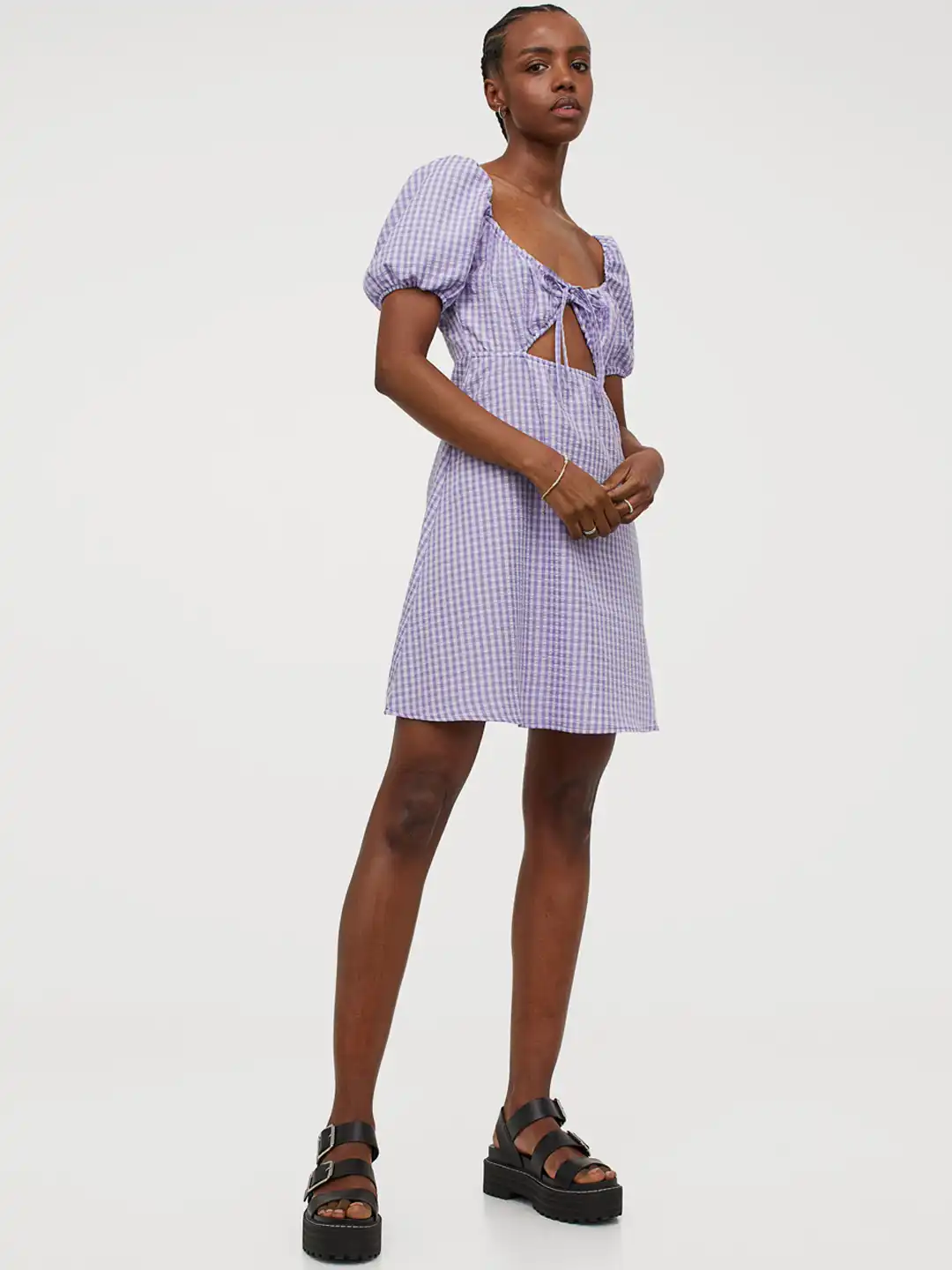 h&m purple puff sleeve dress H&M Trend Conscious Maxi Lyocell Purple Puff Sleeve DRESS sz XS Bloggers Fav