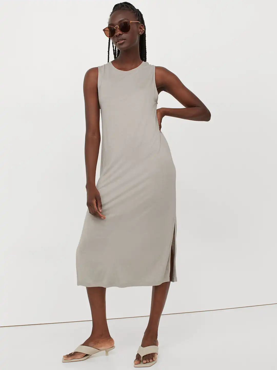 Buy H&M Beige Sleeveless Jersey Dress - Dresses for Women 14503050 | Myntra