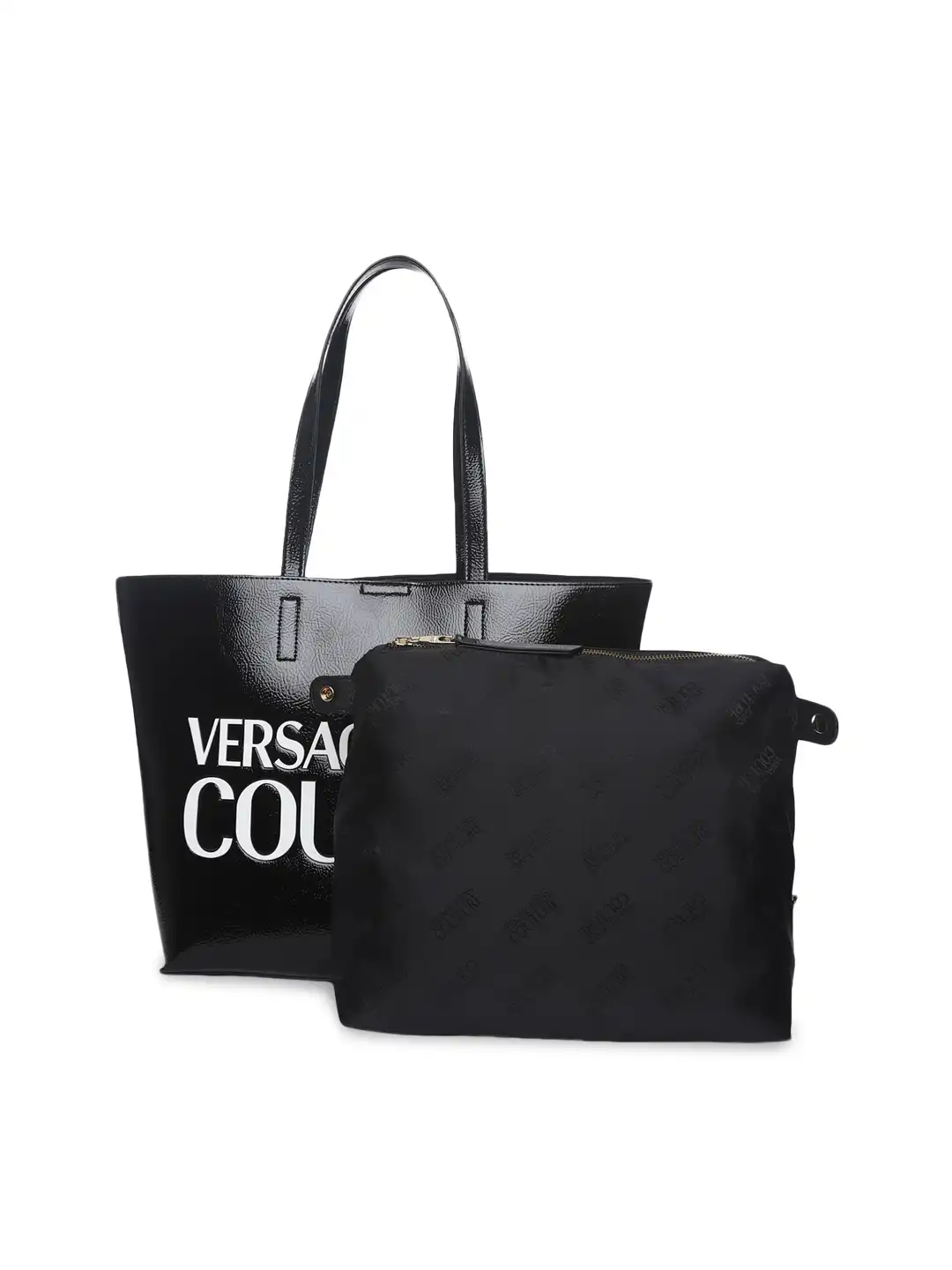 Buy Versace Jeans Couture Black Printed Leather Oversized Shopper
