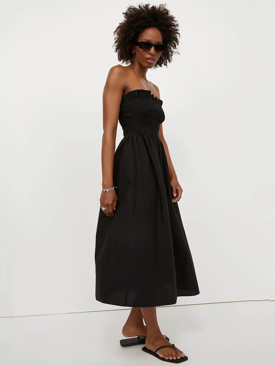 Buy H&M Women Black Solid Smock-Topped Cotton Dress - Dresses for Women  14635326 | Myntra