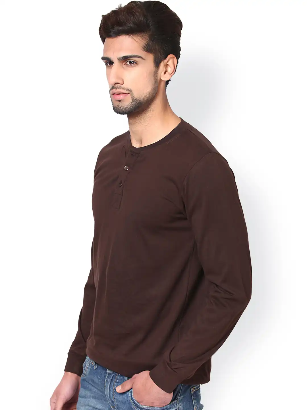 Buy Unisopent Designs Men Brown Henley T-shirt - Tshirts for Men