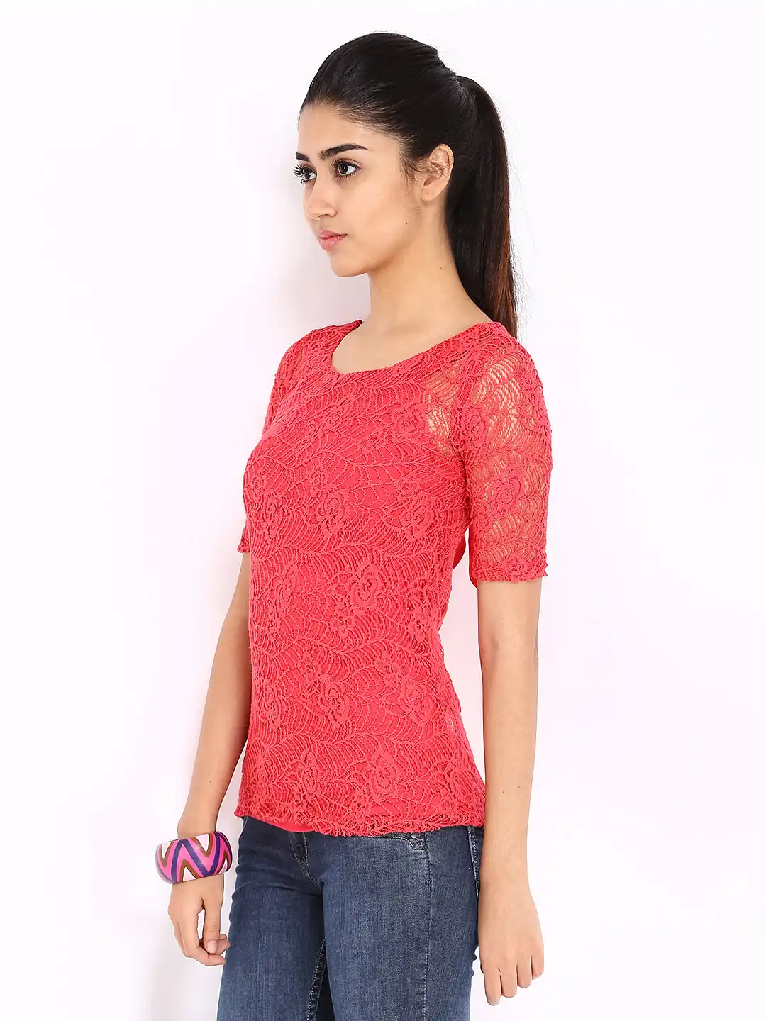 トップス the red thread G tech tops lace Buy Code Women Red Crochet Lace Top - Tops for Women 298330 | Myntra