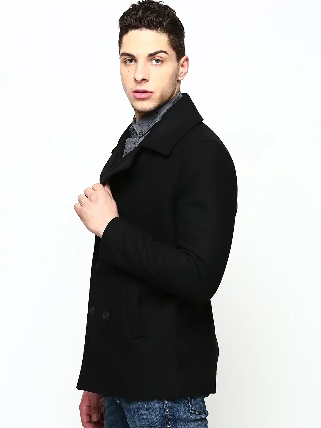 Buy Jack & Jones Men Black Wool Blend Coat - Coats for Men 546728