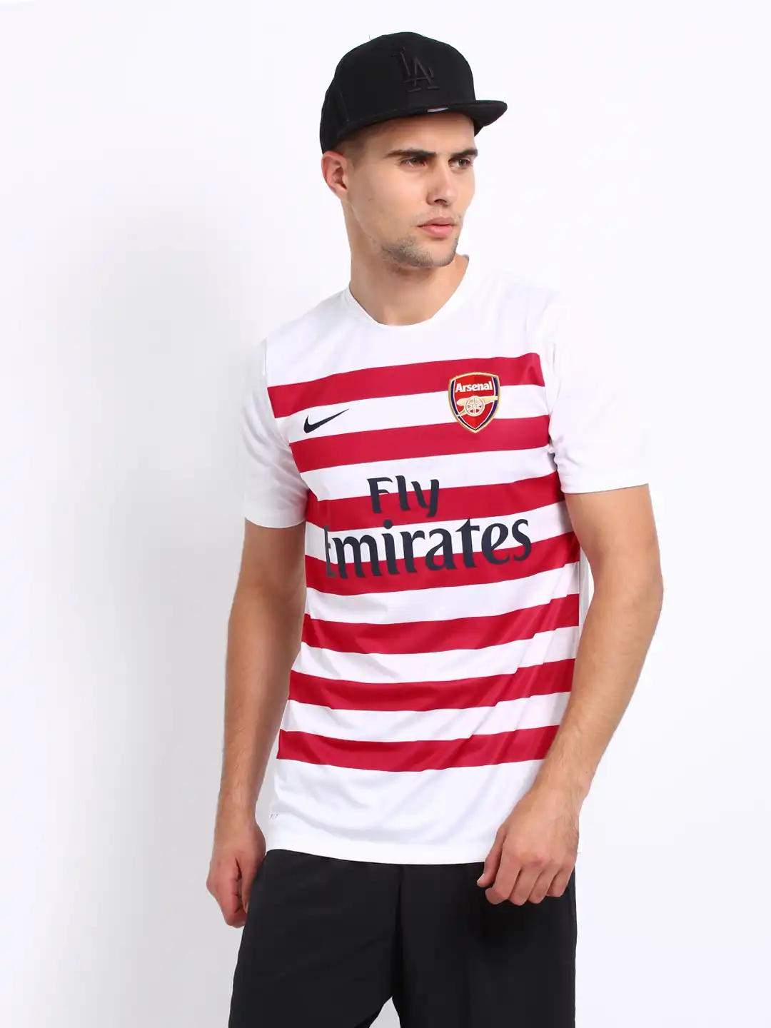 Buy Nike Men White & Red Striped Arsenal Squad Jersey - Tshirts
