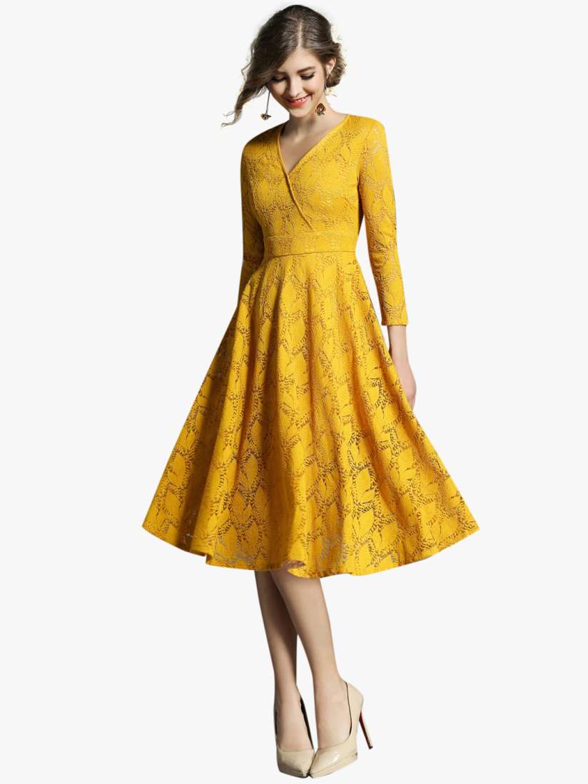 Mustard yellow lace dress clearance