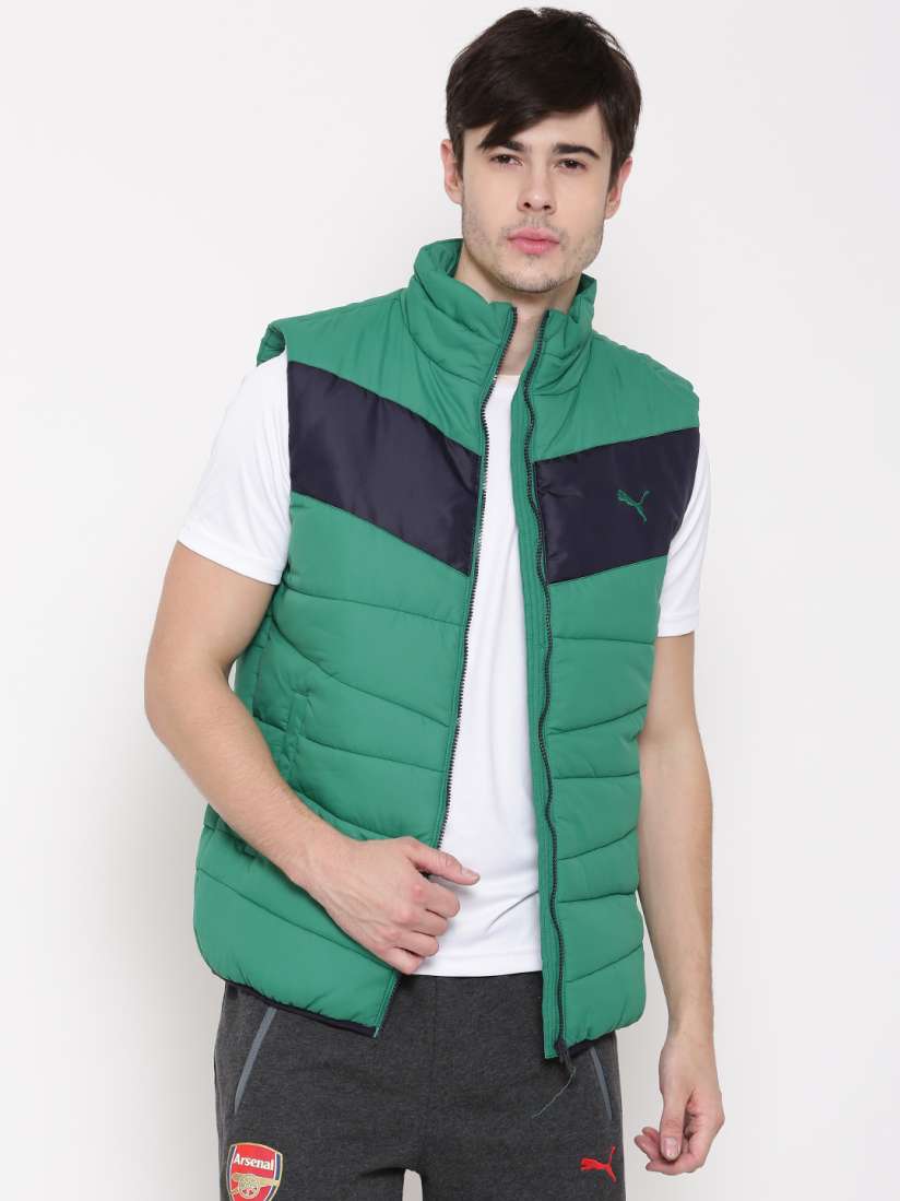 Buy PUMA Green ESS Sleeveless Padded Jacket Jackets for Men 1002125 Myntra