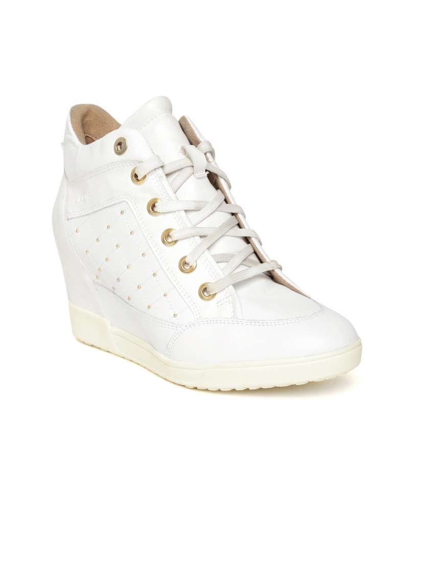 Buy Geox Women White Solid Heeled Sneakers Heels for Women 10029273 Myntra